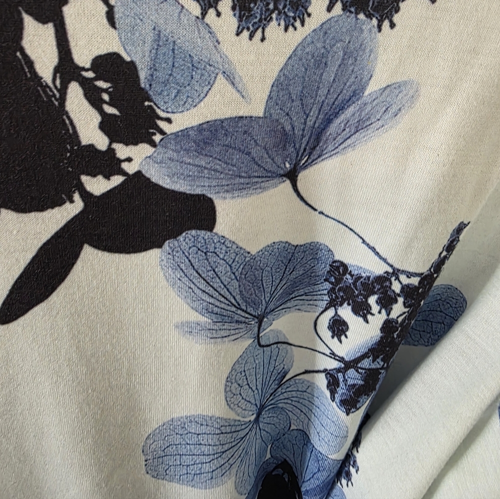 Furnex Floral Wrap Dress.  Blue, Black & White. - Picture 4 of 5